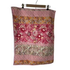 HOME Pink Red Brown Retro Paisley Quilted Cotton STABDARD Pillow Sham Qty 1